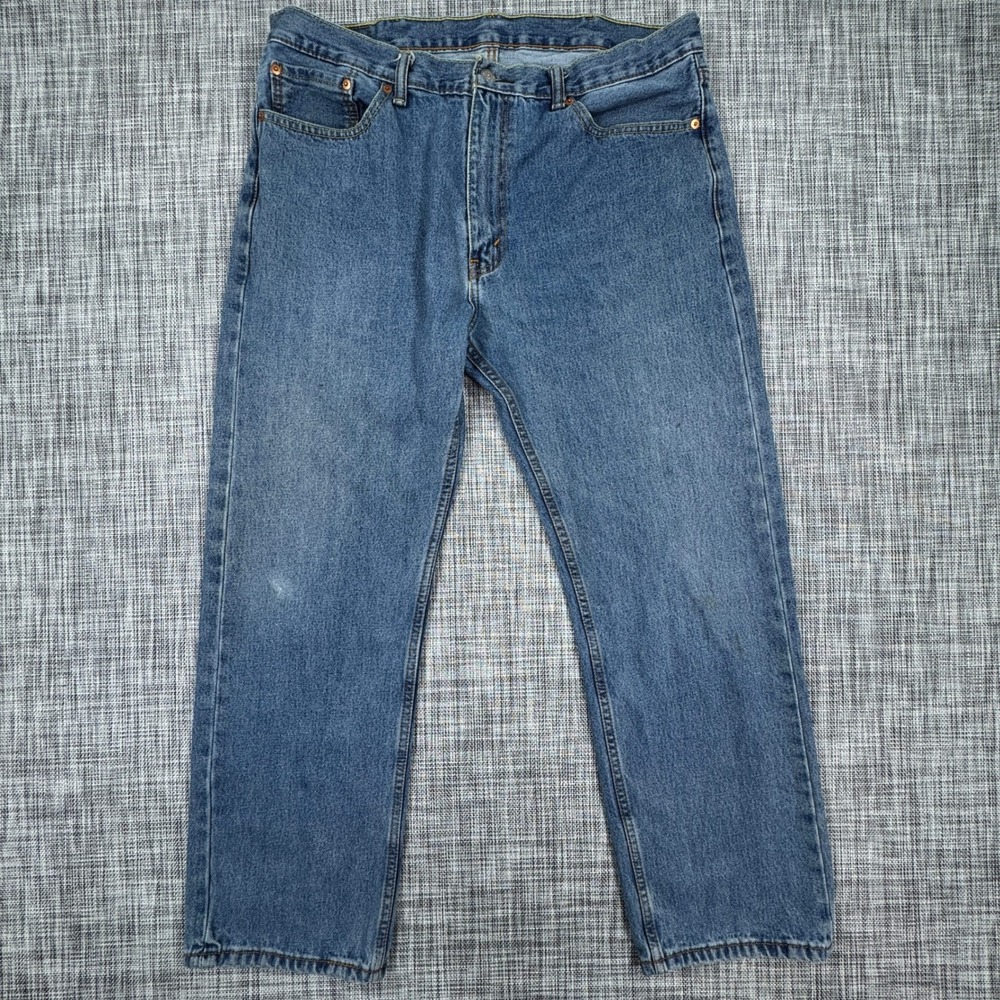 Levi's Mens 505 Regular Fit Straight Leg Jeans Medium Wash Blue Denim 38x30
